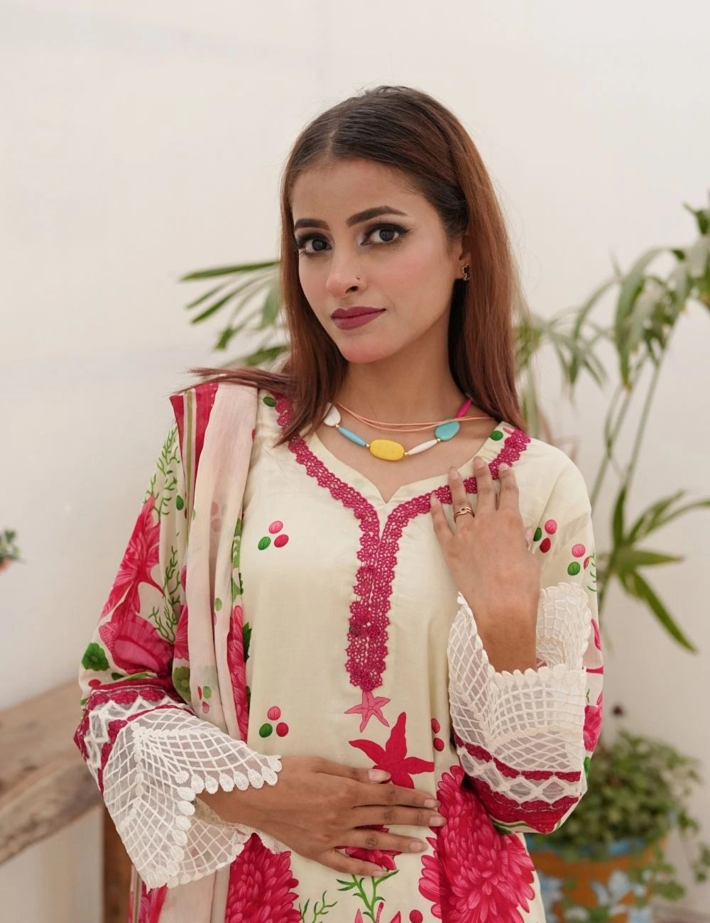 Pehli Bahaar – 3-Pc Pink Lawn Charm (Unstitched)