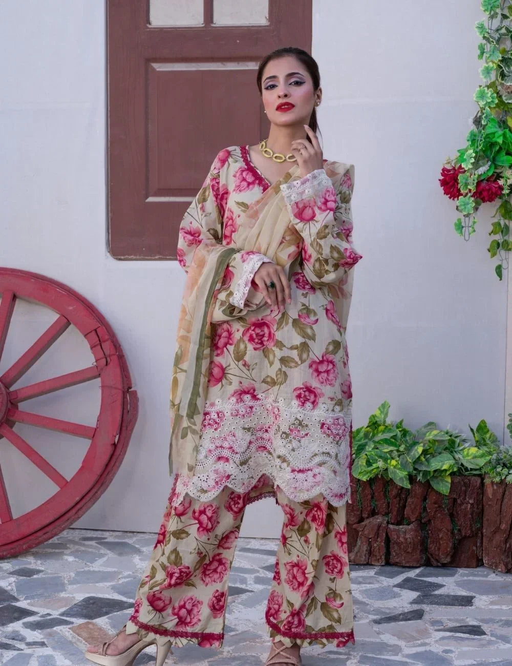 Mahrosh – 3-pc Unstitched Embroidered Lawn