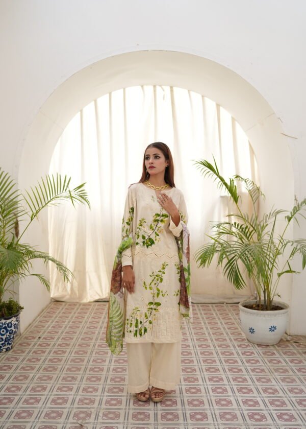3-pcs lawn off-white (Unstitched)
