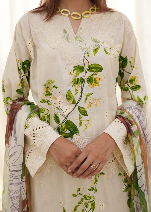 3-pcs lawn off-white (Unstitched)